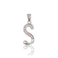 Серебряный кулон, 1.5 g, Серебро 925 проба, родий (покрытие), Цирконы