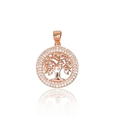 Серебряный кулон, 2.2 g, Серебро 925 проба, красное золото (покрытие), Цирконы