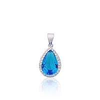 Серебряный кулон, Серебро 925 проба, родий (покрытие), Цирконы