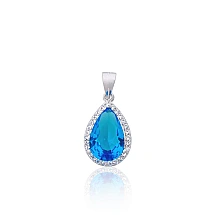 Серебряный кулон, Серебро 925 проба, родий (покрытие), Цирконы