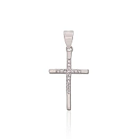 Серебряный кулон, 0.6 g, Серебро 925 проба, родий (покрытие), Цирконы