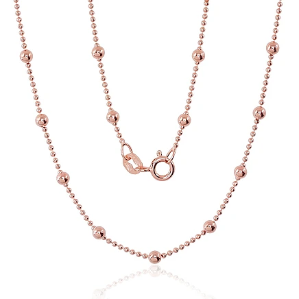 Kuldkattega,  - Hõbekett Bead 1-3 mm, 40, 3.8 g, Hõbe 925 proov, punane kuld (kate)