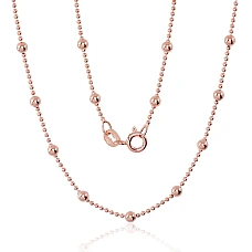 Hõbekett Bead 1-3 mm, 40, 3.9 g, Hõbe 925 proov, punane kuld (kate)