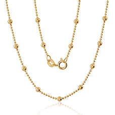 Hõbekett Bead 1-3 mm, 40, 3.8 g, Hõbe 925 proov, kollane kuld (kate)