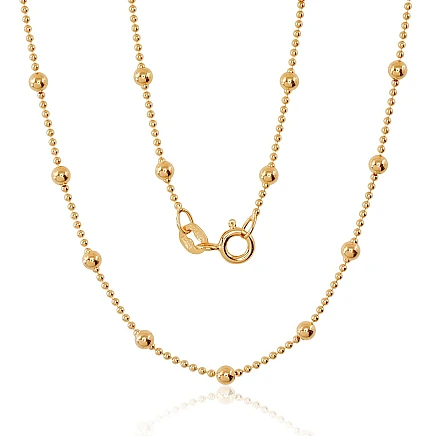 Kuldkattega,  - Hõbekett Bead 1-3 mm, 40, 3.8 g, Hõbe 925 proov, kollane kuld (kate)