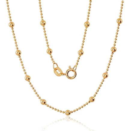 Kuldkattega,  - Hõbekett Bead 1-3 mm, 50, 4.6 g, Hõbe 925 proov, kollane kuld (kate)