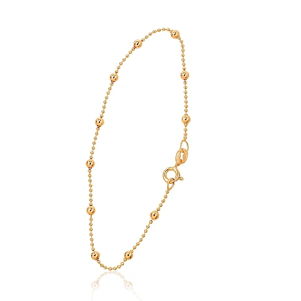Käevõrud-ketid,  - Hõbekett Bead 1-3 mm, 17, 1.6 g, Hõbe 925 proov, kollane kuld (kate)