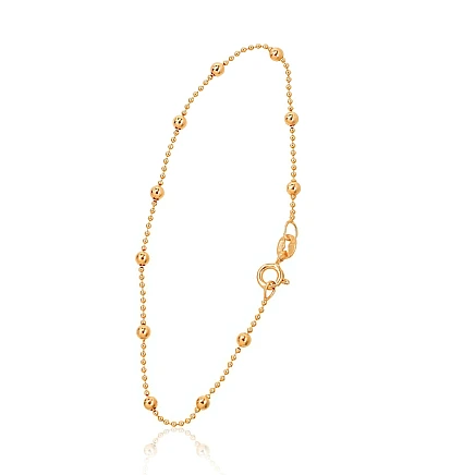Käevõrud-ketid,  - Hõbekett Bead 1-3 mm, 18, 1.8 g, Hõbe 925 proov, kollane kuld (kate)