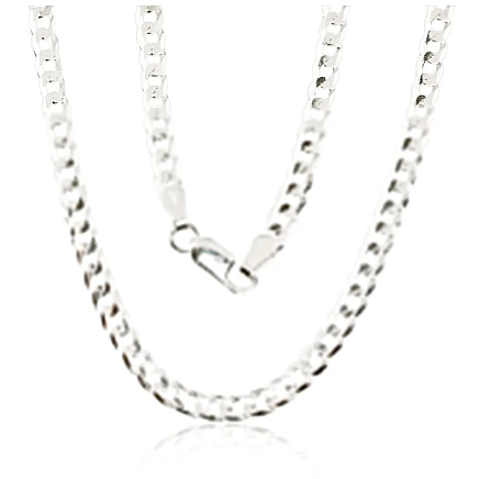 Meestele,  - Hõbekett Curb 3.9 mm , kantide teemanttöötlus, 50, 11 g, Hõbe 925 proov