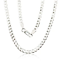 Hõbekett Curb 3.9 mm , kantide teemanttöötlus, 55, 12.3 g, Hõbe 925 proov