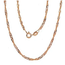 Hõbekett Singapore 2,5 mm , kantide teemanttöötlus, 50, 4.2 g, Hõbe 925 proov, punane kuld (kate)