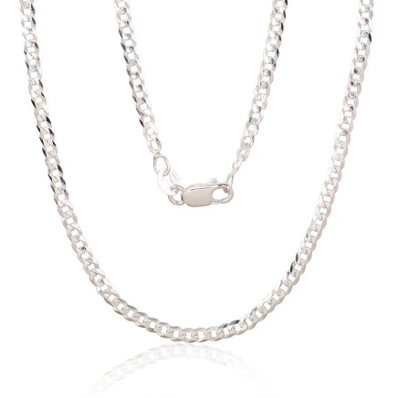 Meestele,  - Hõbekett Curb 2.5 mm , kantide teemanttöötlus, 50, 5.7 g, Hõbe 925 proov