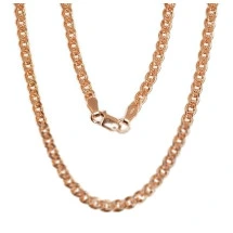 Hõbekett Crandmother 3.1 mm , kantide teemanttöötlus, 55, 9.7 g, Hõbe 925 proov, punane kuld (kate)