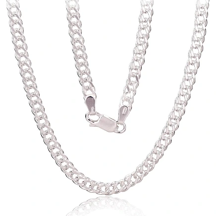 Meestele,  - Hõbekett Rombo 5.5 mm , kantide teemanttöötlus, 50, 21.1 g, Hõbe 925 proov