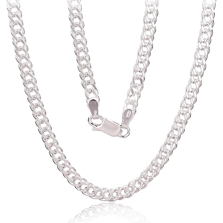 Meestele,  - Hõbekett Rombo 5.5 mm , kantide teemanttöötlus, 55, 23.1 g, Hõbe 925 proov