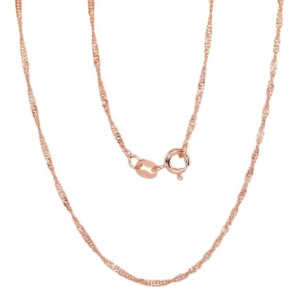 Kuldkattega,  - Hõbekett Singapore 1,5 mm , kantide teemanttöötlus, 40, 1.4 g, Hõbe 925 proov, punane kuld (kate)
