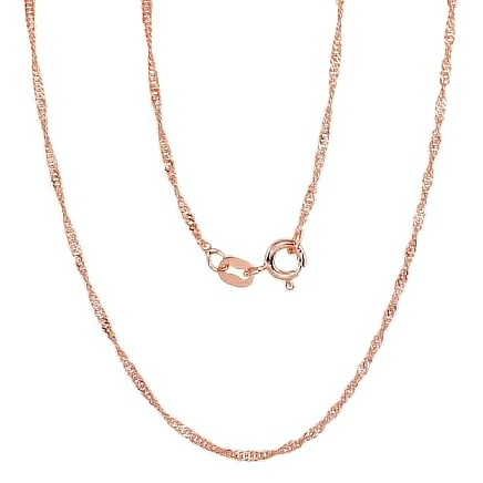 Kuldkattega,  - Hõbekett Singapore 1,5 mm , kantide teemanttöötlus, 40, 1.5 g, Hõbe 925 proov, punane kuld (kate)
