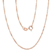 Hõbekett Singapore 1,5 mm , kantide teemanttöötlus, 45, 1.6 g, Hõbe 925 proov, punane kuld (kate)