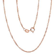 Hõbekett Singapore 1,5 mm , kantide teemanttöötlus, 50, 1.8 g, Hõbe 925 proov, punane kuld (kate)