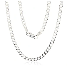 Hõbekett Curb 3.5 mm , kantide teemanttöötlus, 55, 14.5 g, Hõbe 925 proov