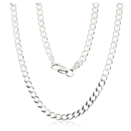Meestele,  - Hõbekett Curb 3.5 mm , kantide teemanttöötlus, 55, 14.5 g, Hõbe 925 proov