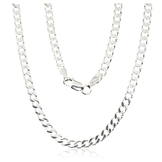 Hõbekett Curb 3.5 mm , kantide teemanttöötlus, 55, 14.7 g, Hõbe 925 proov