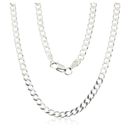 Meestele,  - Hõbekett Curb 3.5 mm , kantide teemanttöötlus, 55, 14.7 g, Hõbe 925 proov