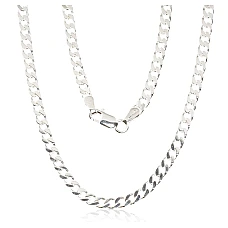 Hõbekett Curb 3.5 mm , kantide teemanttöötlus, 55, 15.6 g, Hõbe 925 proov