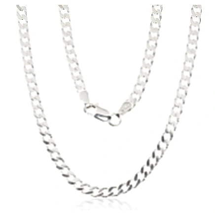 Meestele,  - Hõbekett Curb 3.5 mm , kantide teemanttöötlus, 65, 17.2 g, Hõbe 925 proov
