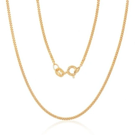Kuldkattega,  - Hõbekett Curb 1.5 mm , kantide teemanttöötlus, 45, 2.4 g, Hõbe 925 proov, kollane kuld (kate)