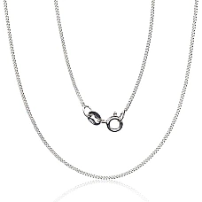 Hõbekett Curb 1 mm , kantide teemanttöötlus, 38, 1.3 g, Hõbe 925 proov, roodium (kate)