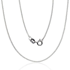 Hõbekett Curb 1 mm , kantide teemanttöötlus, 45, 1.5 g, Hõbe 925 proov, roodium (kate)
