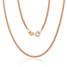 Hõbekett Curb 2 mm , kantide teemanttöötlus, 55, 6 g, Hõbe 925 proov, punane kuld (kate)
