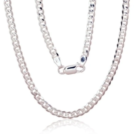 Meestele,  - Hõbekett Curb 4 mm , kantide teemanttöötlus, 60, 13.3 g, Hõbe 925 proov