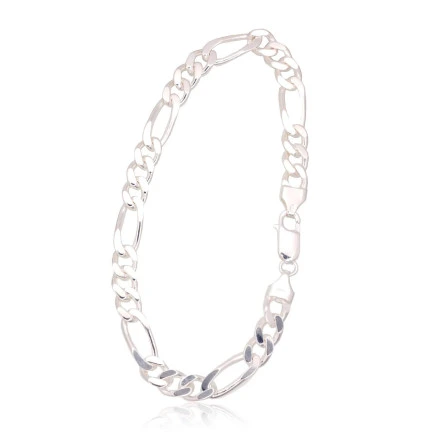 Meestele,  - Hõbekett Figaro 7 mm , kantide teemanttöötlus, 22, 15.2 g, Hõbe 925 proov