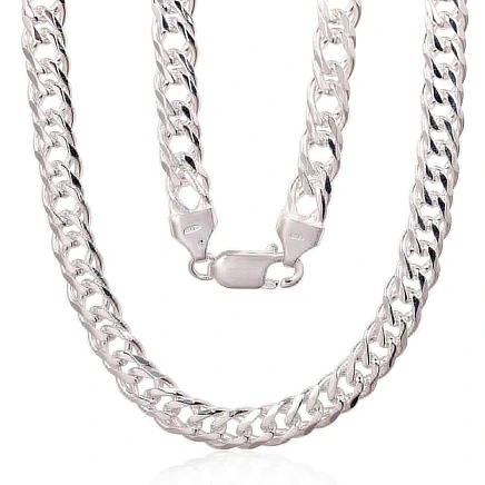 Meestele,  - Hõbekett Double rombo 6 mm , kantide teemanttöötlus, 50, 29.7 g, Hõbe 925 proov