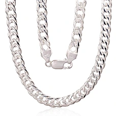 Hõbekett Double rombo 6 mm , kantide teemanttöötlus, 55, 32.3 g, Hõbe 925 proov