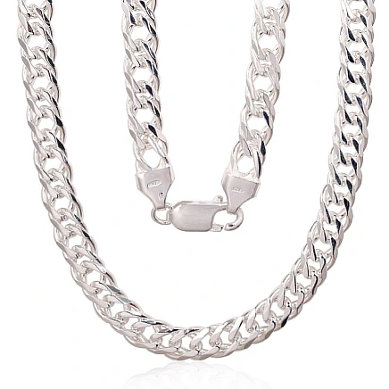 Meestele,  - Hõbekett Double rombo 6 mm , kantide teemanttöötlus, 55, 32.3 g, Hõbe 925 proov