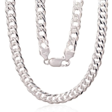 Meestele,  - Hõbekett Double rombo 6 mm , kantide teemanttöötlus, 55, 32.7 g, Hõbe 925 proov