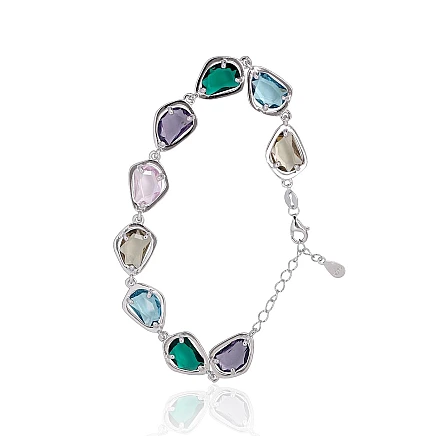 Käevõrud,  - Hõbekäevõru, 17, 8.2 g, Hõbe 925 proov, roodium (kate), Tsirkonid, Reguleeritav pikkus