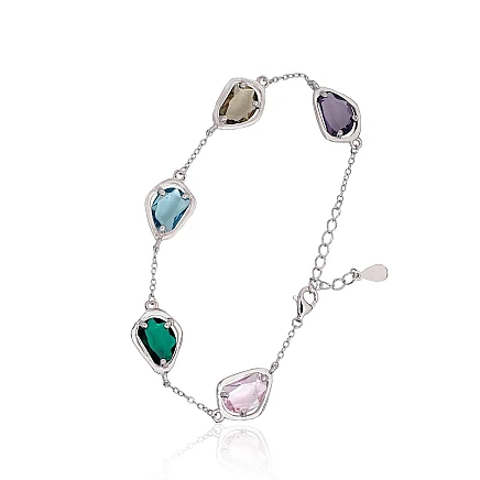 Käevõrud,  - Hõbekäevõru, 17, 4.9 g, Hõbe 925 proov, roodium (kate), Tsirkonid, Reguleeritav pikkus