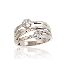 Серебряное кольцо, 18, 3.6 g, Серебро 925 проба, родий (покрытие), Цирконы