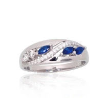 Серебряное кольцо, Серебро 925 проба, родий (покрытие), Цирконы
