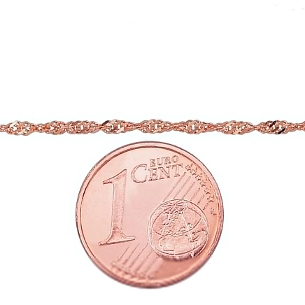 Ketid,  - Kuldkett Singapore 1.5 mm , kantide teemanttöötlus, 40, 1.62 g, Punane Kuld 585 proov