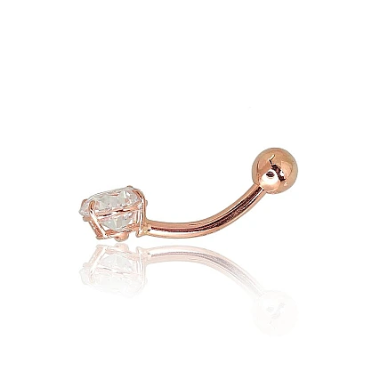 Nabale,  - Kuldpiercing nabale, 1.12 g, Punane Kuld 585 proov, Tsirkonid