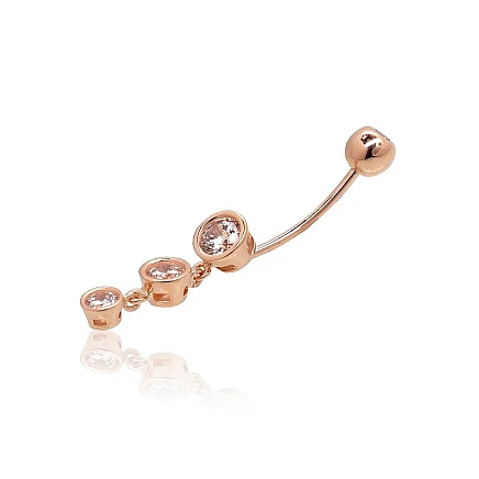 Nabale,  - Kuldpiercing nabale, 1.58 g, Punane Kuld 585 proov, Tsirkonid