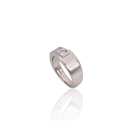 Naiste,  - Hõbesõrmus, 16, 5.8 g, Hõbe 925 proov, roodium (kate), Tsirkonid