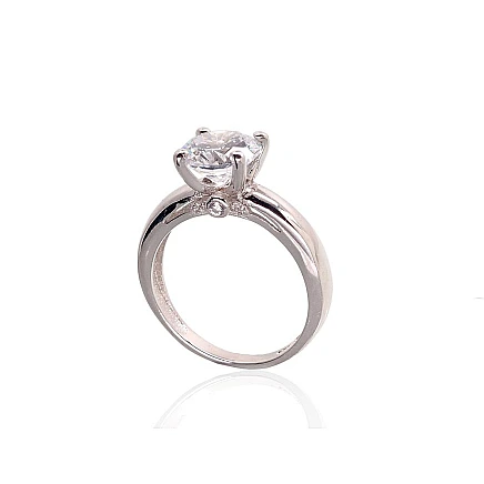 Kihlasõrmused,  - Hõbesõrmus, 19, 3.2 g, Hõbe 925 proov, roodium (kate), Tsirkonid