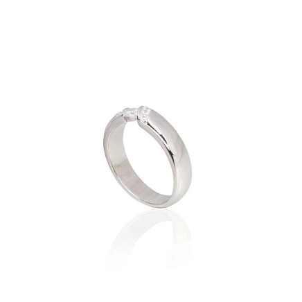 Kihlasõrmused,  - Hõbesõrmus, 17, 4.4 g, Hõbe 925 proov, roodium (kate), Tsirkonid