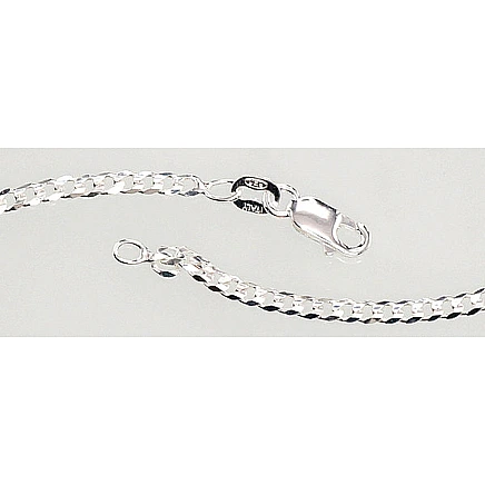 Meestele,  - Hõbekett Curb 2.5 mm , kantide teemanttöötlus, 65, 7.4 g, Hõbe 925 proov